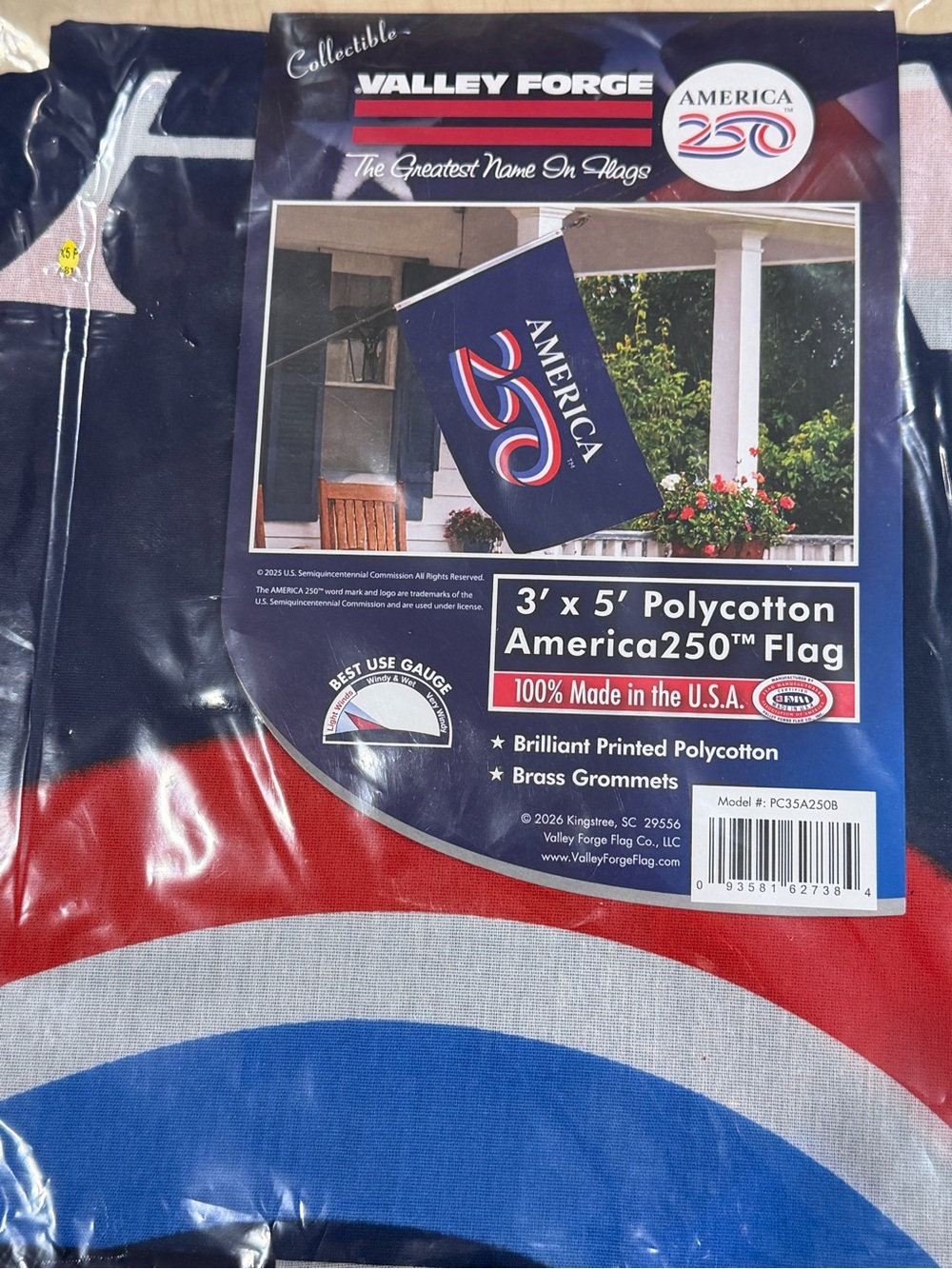 America250™ Polycotton Flag - Blue, Red, White